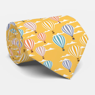 Multicolor hot air balloon yellow background tie