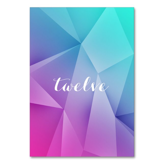 Multicolor Jewel Tones Table Number Card (Front)