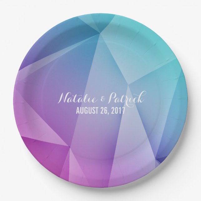Multicolor Jewel Tones Wedding Paper Plates (Front)