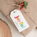 Multicolor "Joyful" Custom Christmas Gift Tags<br><div class="desc">Bright and festive personalized christmas and winter holidays design.</div>