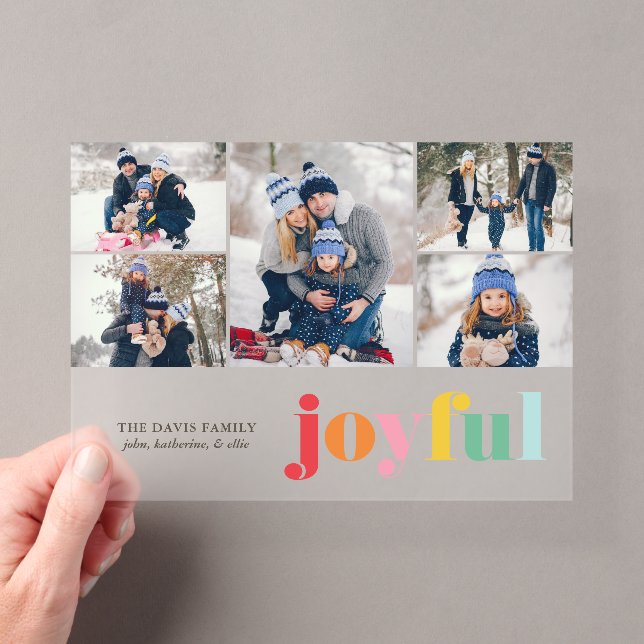 Multicolor "Joyful" Gallery of 5 Photos Festive Acrylic Invitations (Insitu (Handheld))