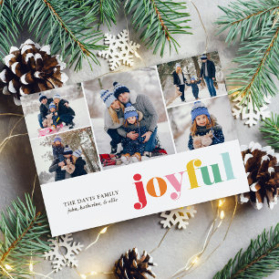 Multicolor "Joyful" Gallery of 5 Photos Festive Holiday Card