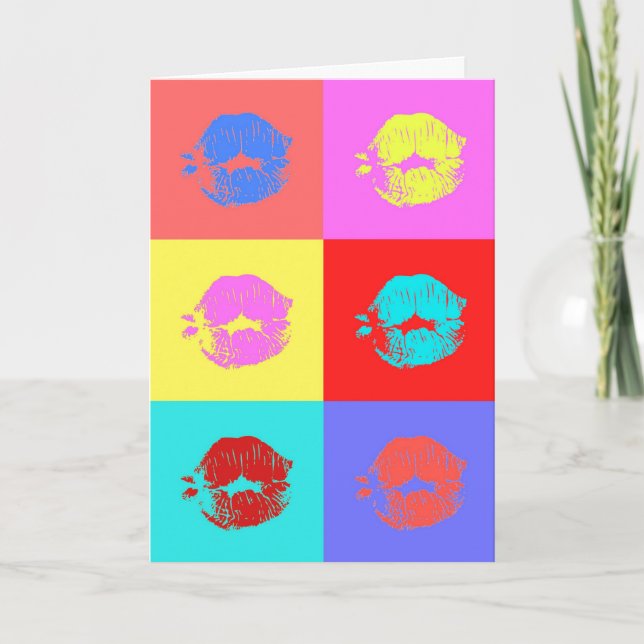 Multicolor Kiss Holiday Card (Front)