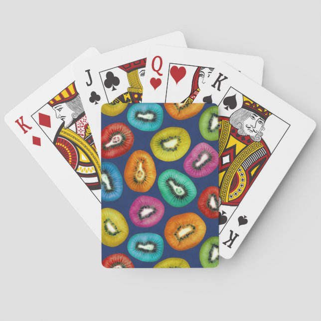 Multicolor Kiwi Pattern Playing Cards (Back)