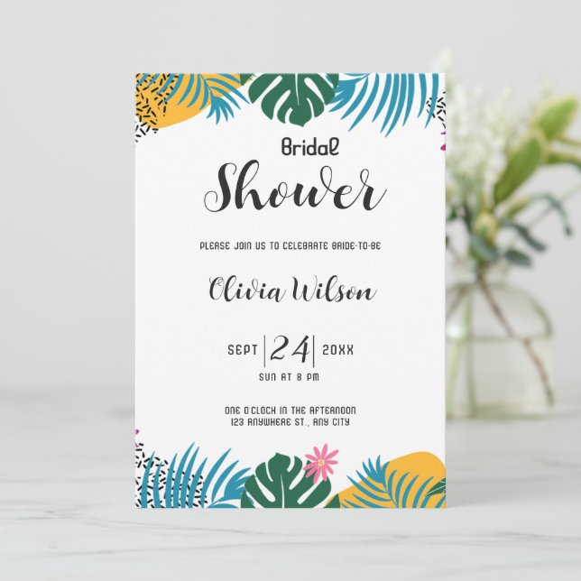 Multicolor Leaves Bridal Shower Invitation (Standing Front)