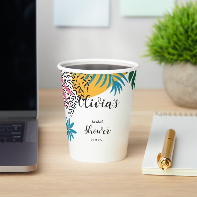 Multicolor Leaves Bridal Shower Paper Cups (Insitu)