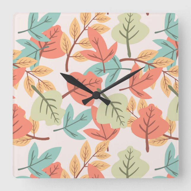 Multicolor Leaves       Square Wall Clock (Front)