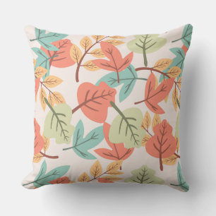 Multicolor Leaves Throw Pillow