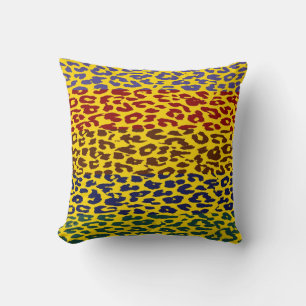 Multicolor Leopard Print Skin Stripe Pattern 3 Throw Pillow