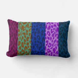 Multicolor Leopard Print Skin Stripe Pattern 4 Lumbar Pillow