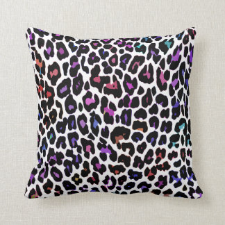Multicolor Leopard White Throw Pillow