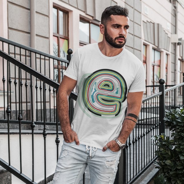 Multicolor Letter E Abstract Modern Typography  T-Shirt (Creator Uploaded)