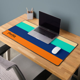 Multicolor lines patterned desk mat