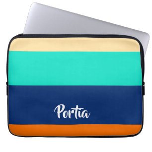 Multicolor lines patterned laptop sleeve