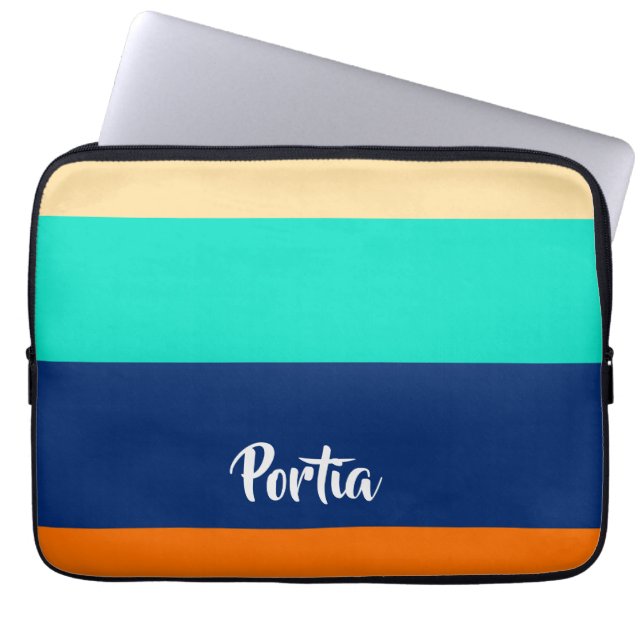 Multicolor lines patterned laptop sleeve (Front)