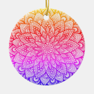 Multicolor Mandala Design Original Art Ceramic Ornament