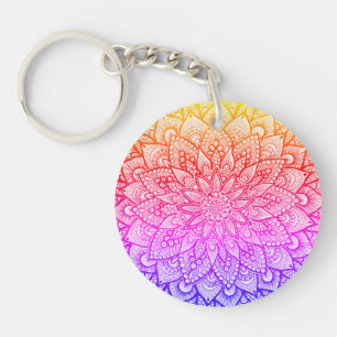 Multicolor Mandala Design Original Art Keychain