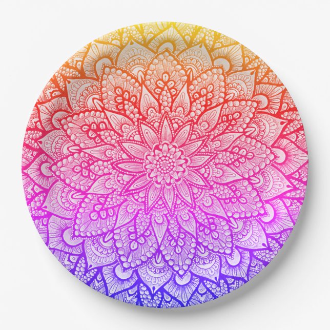 Multicolor Mandala Design Original Art  Paper Plate (Front)