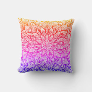 Multicolor Mandala Design Original Art Throw Pillow