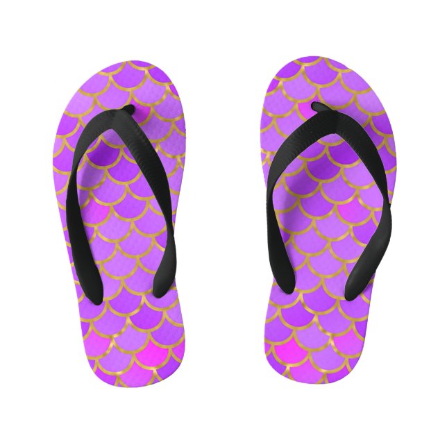 Multicolor Mermaid Scales Kid's Flip Flops (Footbed)