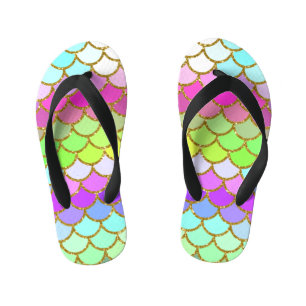 Multicolor Mermaid Scales Kid's Flip Flops