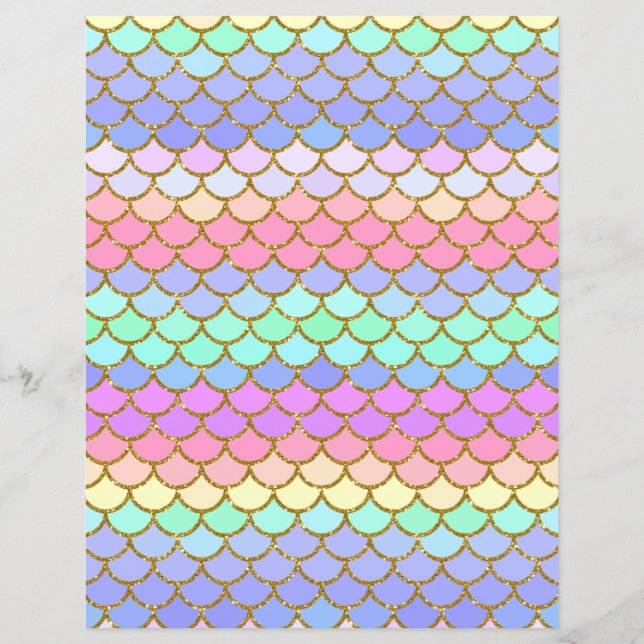 Multicolor Mermaid Scales Scrapbook Paper (Front)