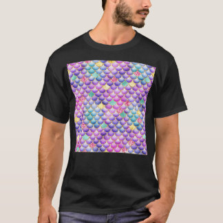 Multicolor Mermaid Tail Scales with Gold Glitter a T-Shirt