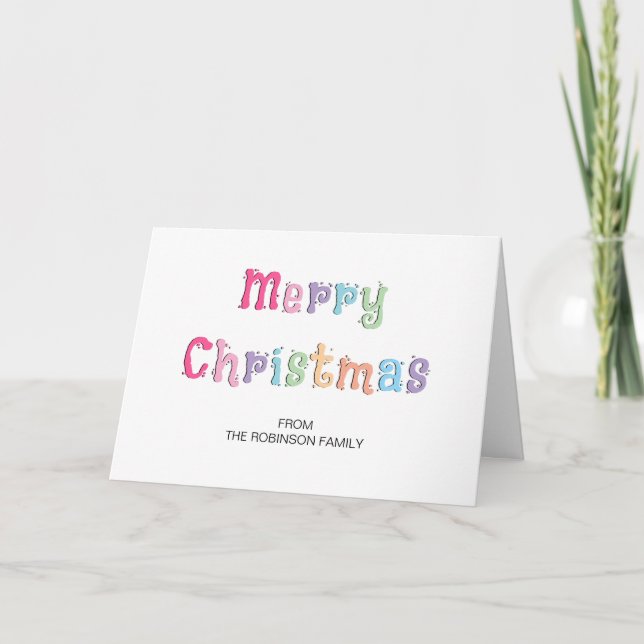 Multicolor Merry Christmas Folded Greeting Card (Front)