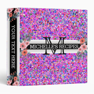 Multicolor Modern Grit Glitter Monogram #2 Binder
