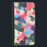 Multicolor Modern Personalized Name Blue Green Samsung Galaxy S5 Wallet Case<br><div class="desc">Original digital acrylic painting with a bright colourful modern design in blues,  greens,  pinks and purple. Personalized with the name or text of your choice.</div>