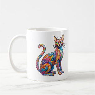 Multicolor Mosaic funny Cat 756 Coffee Mug