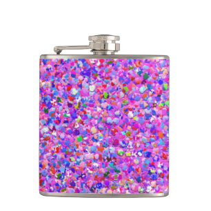 Multicolor Mosaic Modern Grit Glitter #3 Hip Flask