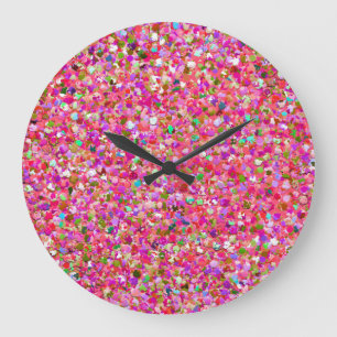 Multicolor Mosaic Modern Grit Glitter #4 Large Clock