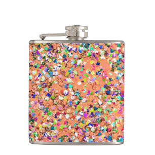 Multicolor Mosaic Modern Grit Glitter #5 Hip Flask