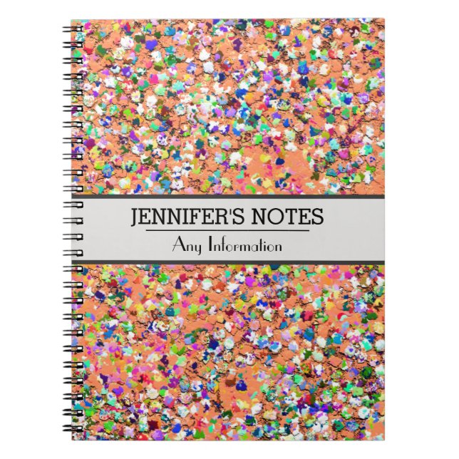 Multicolor Mosaic Modern Grit Glitter #5 Notebook (Front)