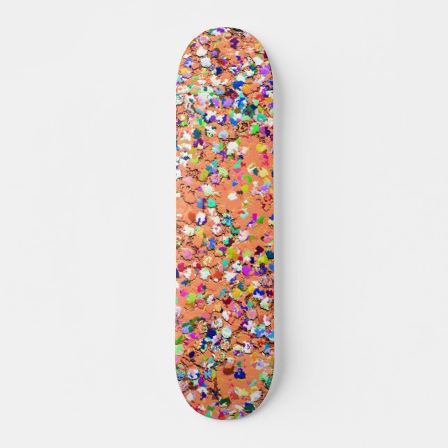 Multicolor Mosaic Modern Grit Glitter #5 Skateboard (Front)