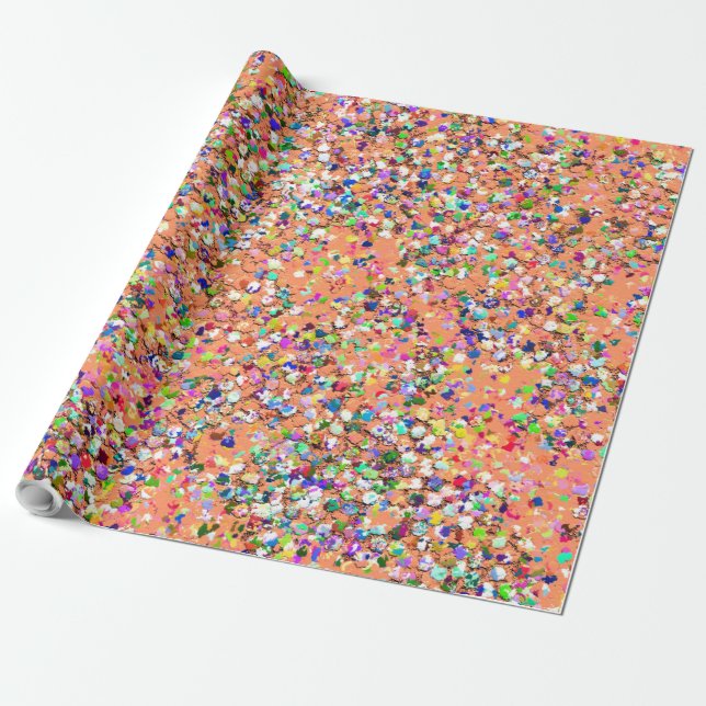 Multicolor Mosaic Modern Grit Glitter #5 Wrapping Paper (Unrolled)