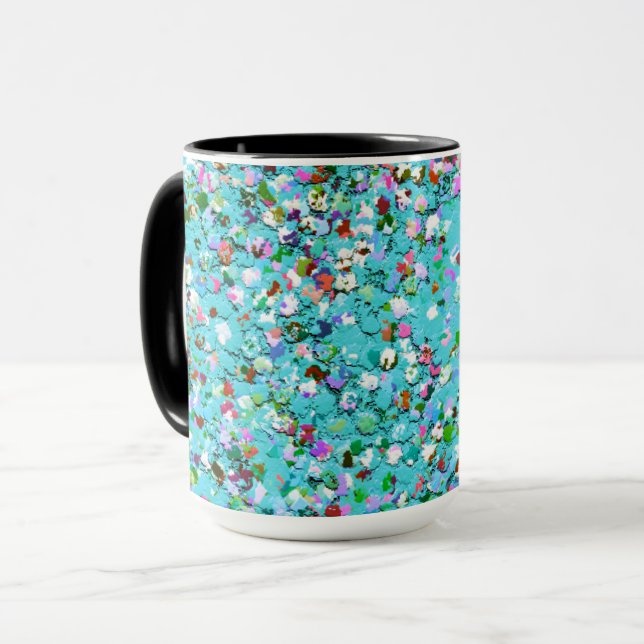 Multicolor Mosaic Modern Grit Glitter #7 Mug (Front Left)