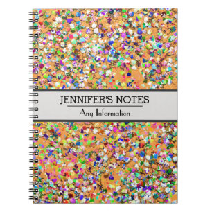 Multicolor Mosaic Modern Grit Glitter #9 Notebook