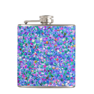 Multicolor Mosaic Modern Grit Glitter Hip Flask