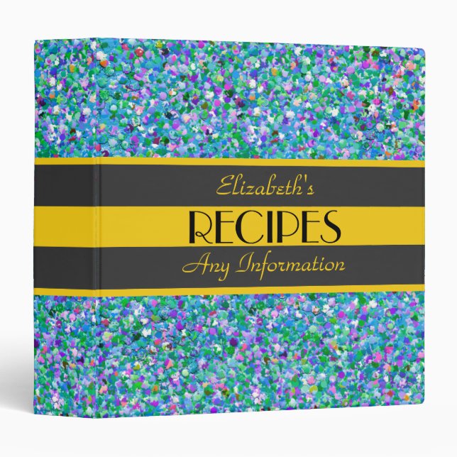 Multicolor Mosaic Modern Grit Glitter Recipes #2 Binder (Front/Spine)