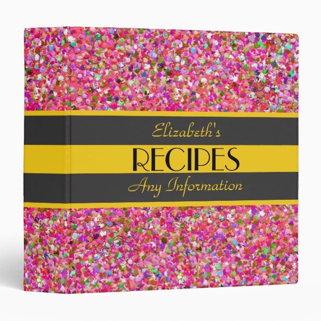 Multicolor Mosaic Modern Grit Glitter Recipes #4 Binder (Front/Spine)