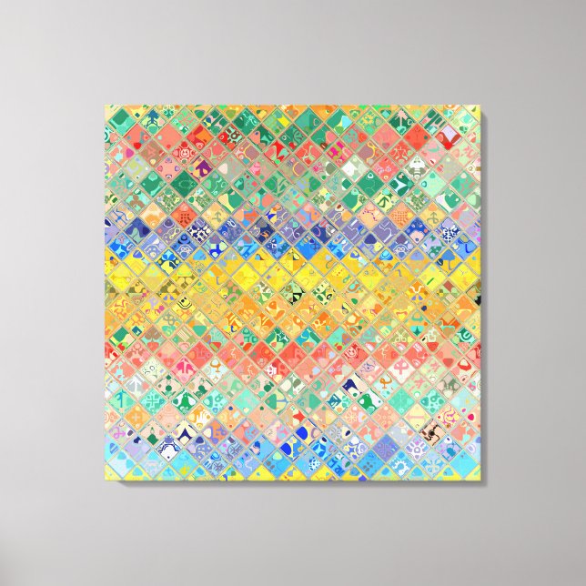 Multicolor Mosaic Pattern Canvas Print (Front)