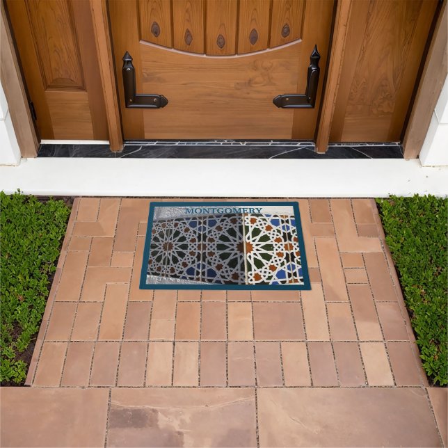 Multicolor Mosaic Tiles Design Personalize Doormat (Outdoor)