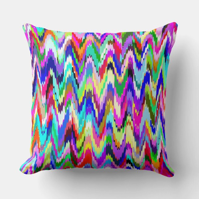 Multicolor Mosaic Wave Pattern Throw Pillow (Front)