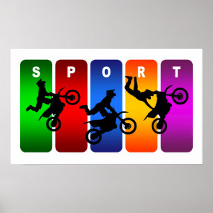 Multicolor Motocross Emblem Poster