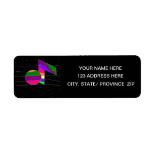 Multicolor Musical Note  Return Address Label