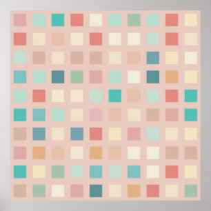 Multicolor Muted Squares Pattern Poster