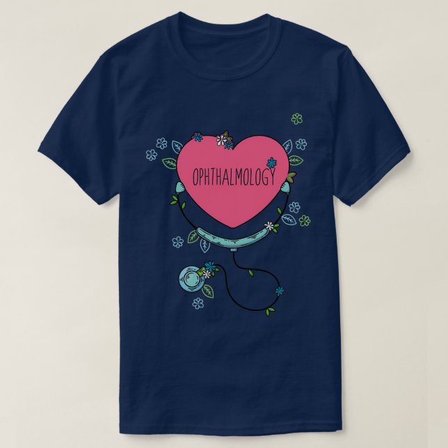 Multicolor Ophthalmology Heart Cute Pink Ophthalmo T-Shirt (Design Front)