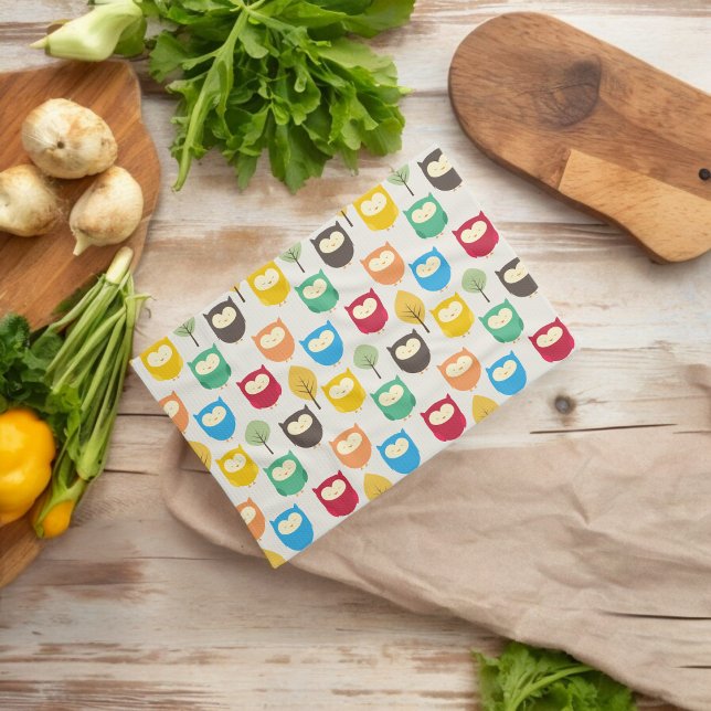 Multicolor Owl Pattern  Kitchen Towel (Kitchen Towel)